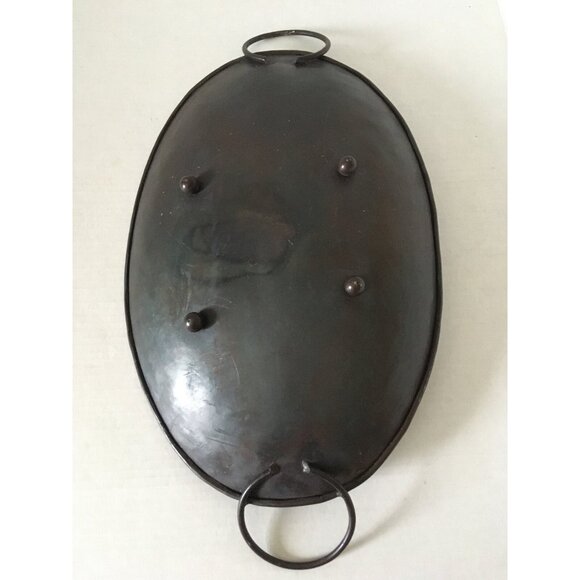 VTG Large Black Metal Display Tray Rustic Home Decor Country Style Hammer 17*11" - Picture 4 of 6